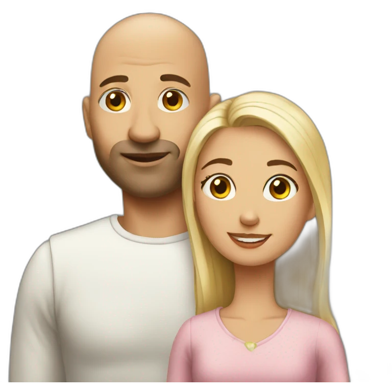 Bald man and his young wife emoji