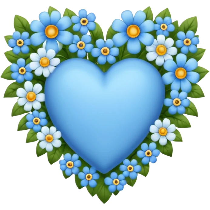 blue heart with flowers emoji