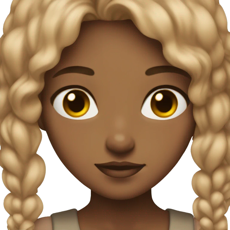 Girl with light brown hair, brown eyes, aesthetic emoji