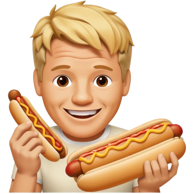 gordon ramsay eat hotdog, happy smile emoji