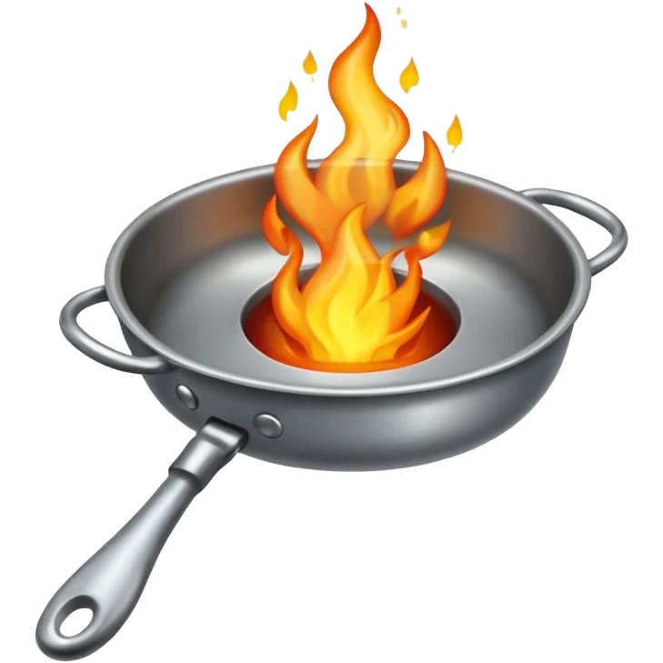 Un cucharón con fuego por debajo pero sin olla solo cucharón y fuego emoji