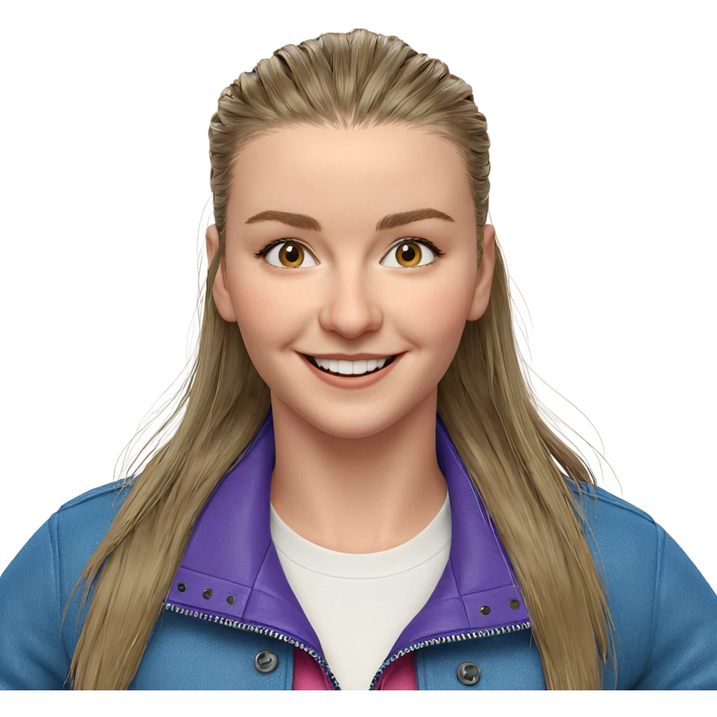 smiling girl in jacket emoji