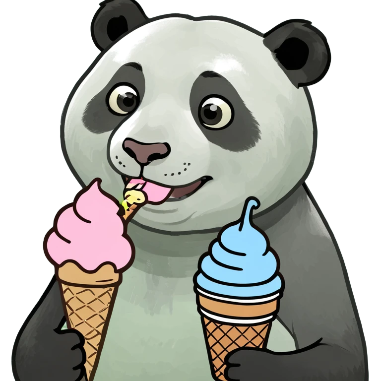 Panda eating ice cream emoji