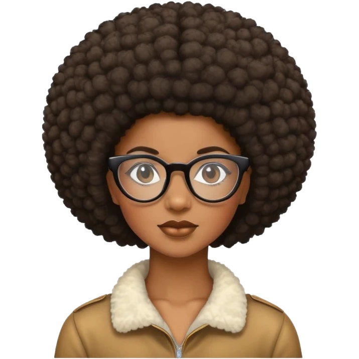 Black girl with an Afro and glasses emoji