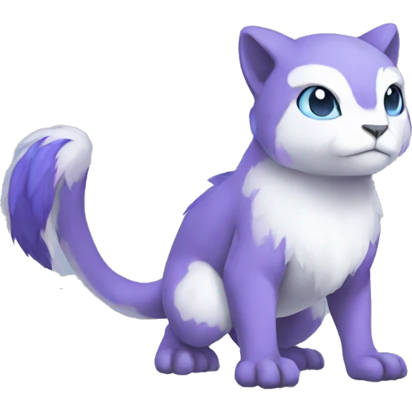 Cute cool purple white blue animal hybrid Fakemon full body emoji