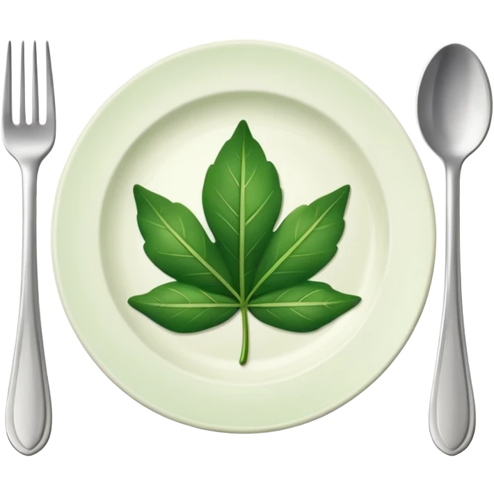plate with a green leaf and fork emoji