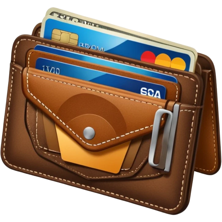 portefeuille marron avec billet et carte bancaire emoji