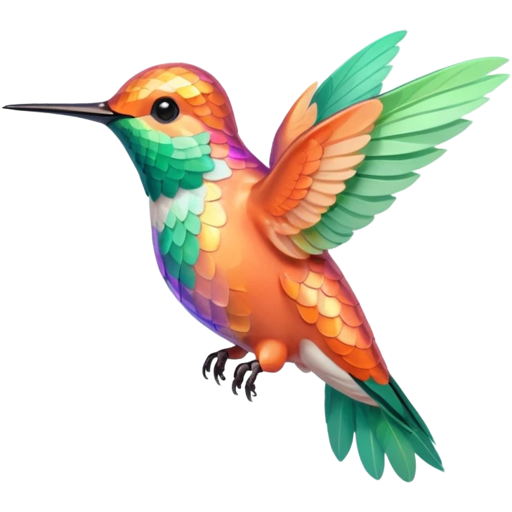 peach and mint humming bird, warm colours  emoji