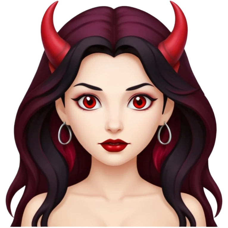 sexy woman with devil burgundy horns emoji