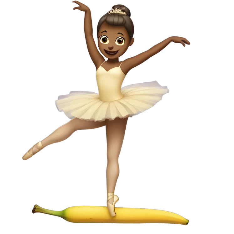 A ballerina eating a banana emoji