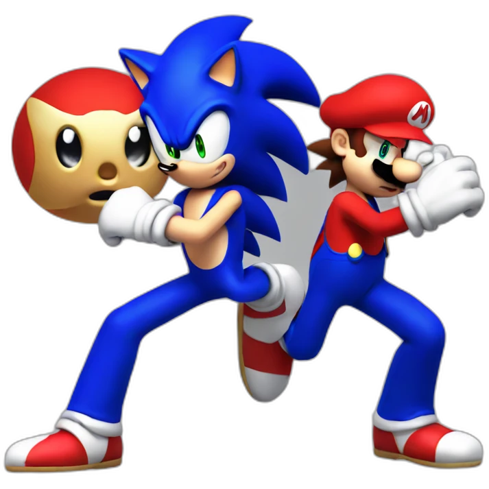 Sonic fighting Mario emoji