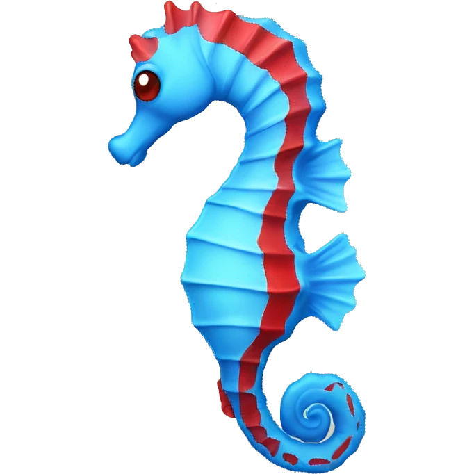 Cute blue and red seahorse that is facing left emoji