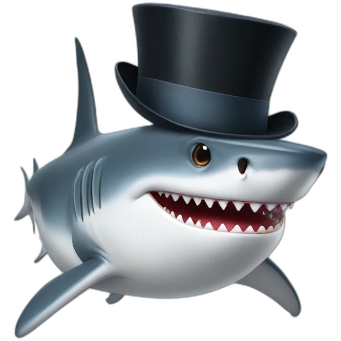 Shark with a top hat emoji
