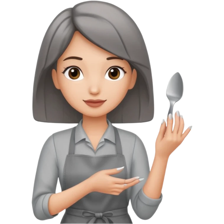 female nail master in grey apron  emoji
