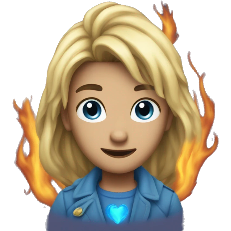 Blue fire heart emoji
