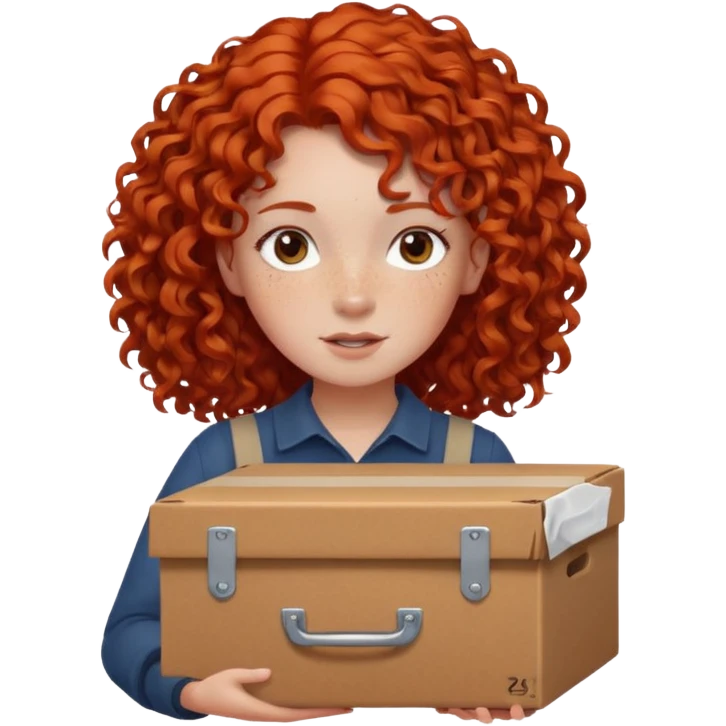 box carrier curly red hair girl  emoji