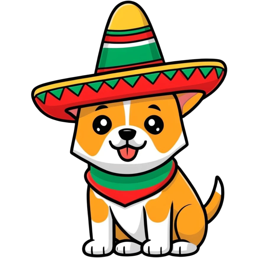 Dog with a Mexican hat emoji