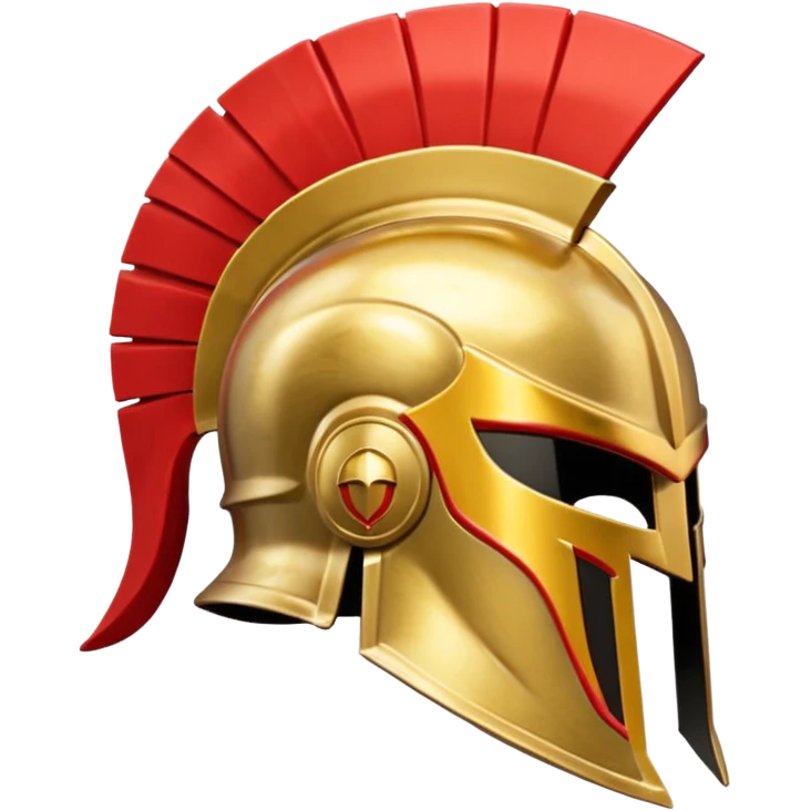 Side view of a gold Spartan helment with red ascents and then the crest is both red and gold emoji