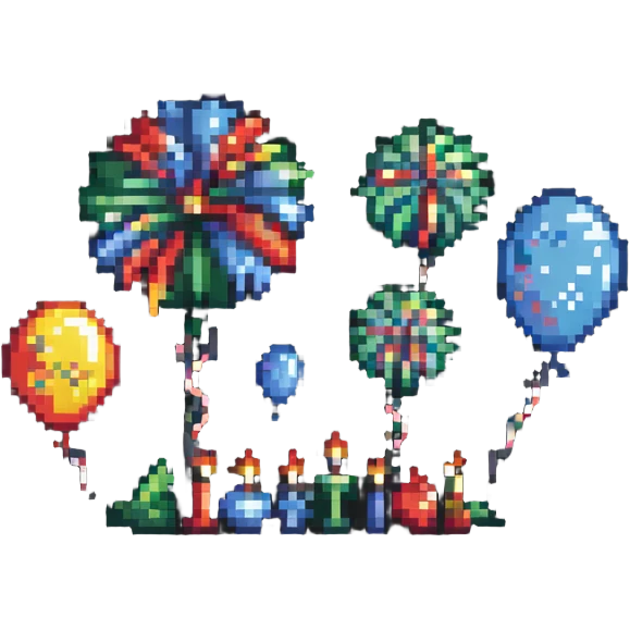 Celebration with fireworks and balloons emoji