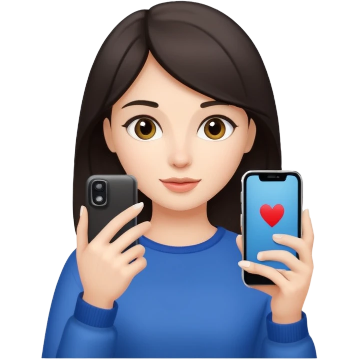 quiero crear una chica con una movil como si estuviese grabando cosas como si estuviese grabando vlog con el pelo oscuro  emoji