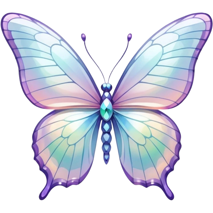 Pastel white iridescent glass crystal butterfly emoji
