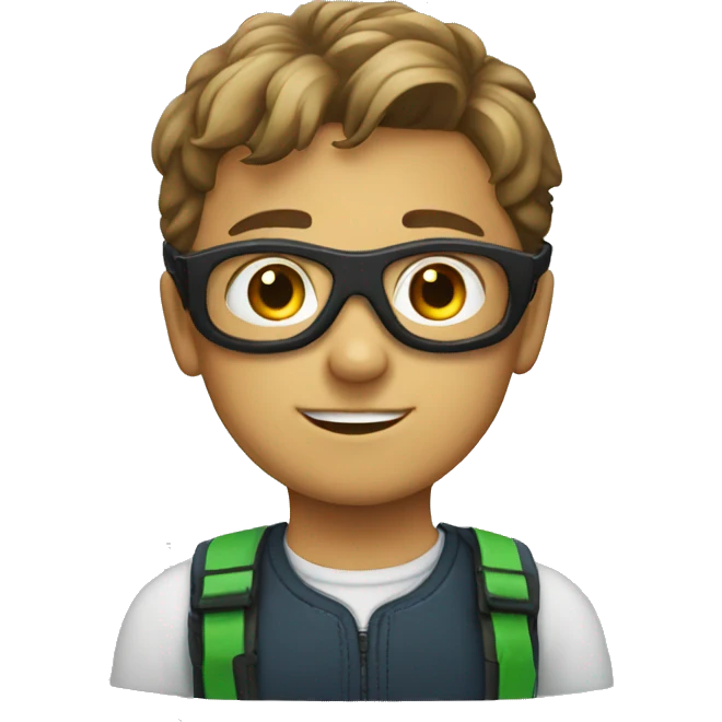 A boy with goggles and look smart emoji