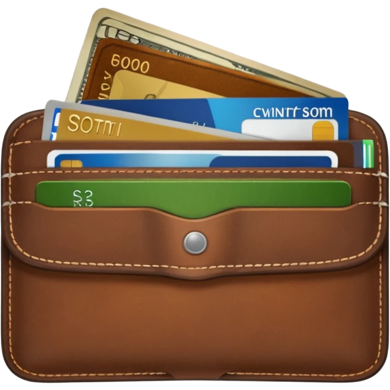 portefeuille marron avec pleins de billet et carte bancaire emoji