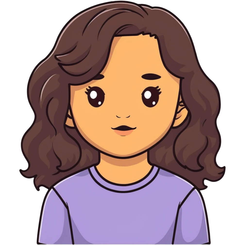 Girl dark hair wavy medium skin dark brown eyes  emoji