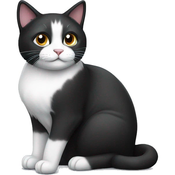 black and white cat sitting emoji