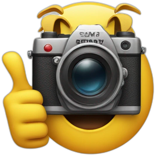 a camera character with thumbs up emoji
