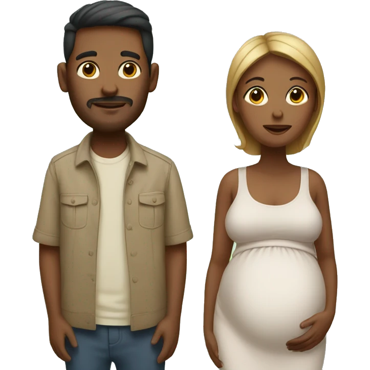 Two men one pregnant woman with twins emoji