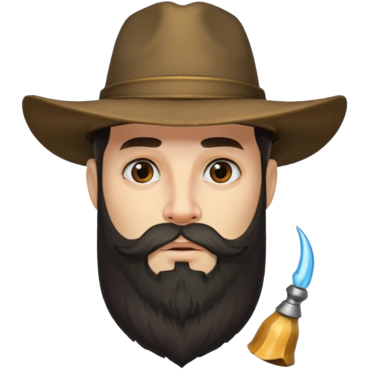 Bearded figure — large hat with horn, tattoo on face emoji