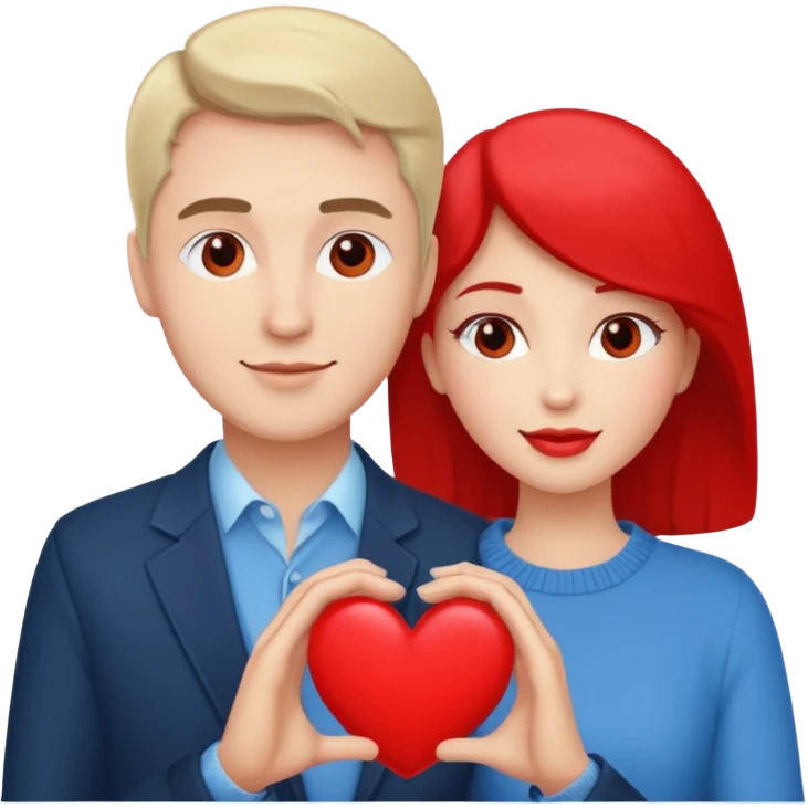 An in love couple with a heart above them, enjoy style emoji