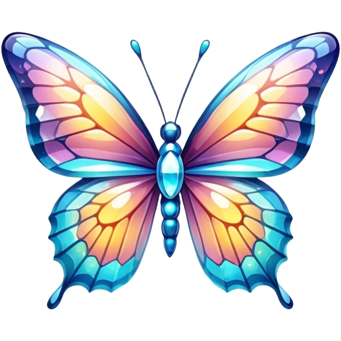Shiny sparkly glass crystal butterfly emoji