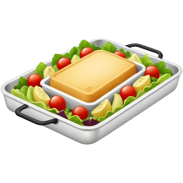rectangle tray meal with  salad emoji