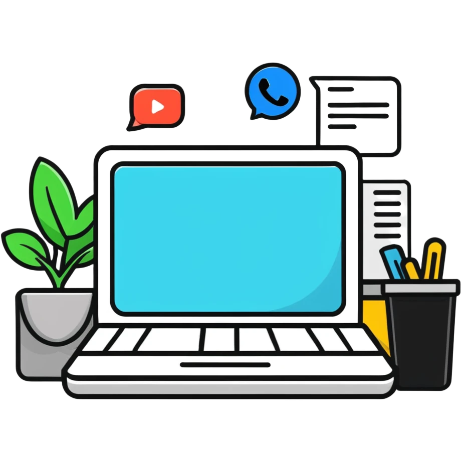 Colorful webpage with social media elements emoji
