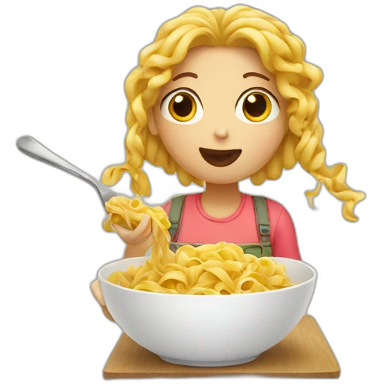 Girl eating pasta emoji