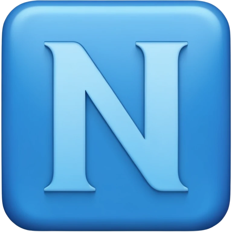 capital letter "N" printed in blue color square shape in center emoji