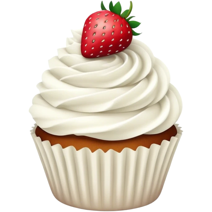 cupcake rose et blanc avec une fraise  emoji