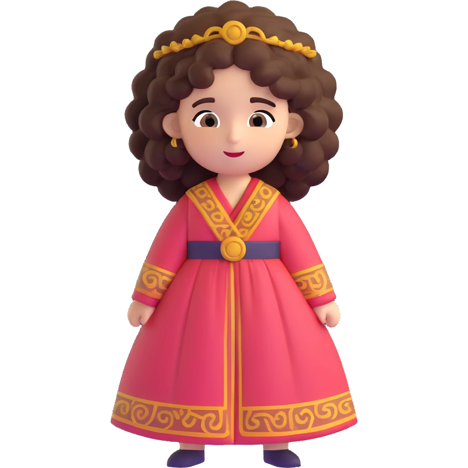 Beautiful Greek character with big puffy curly hair wearing cute traditional clothing emoji