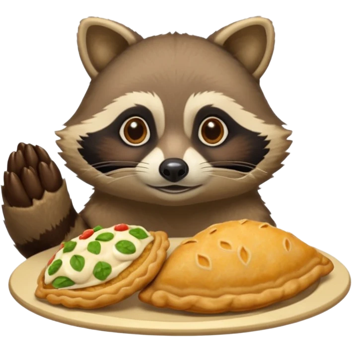Raccoon with empanadas for hands  emoji