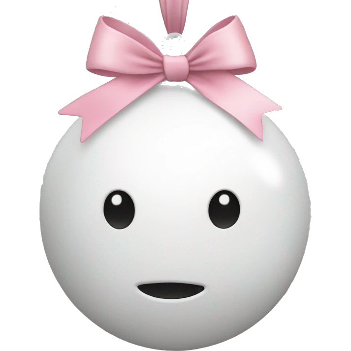 Faceless White Christmas ornament with a light pink bow on top emoji