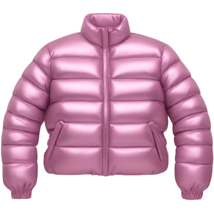 Realistic isolated side view of an open metallic pink cropped puffer jacket. emoji