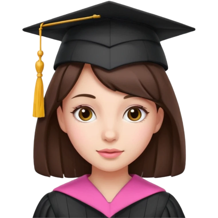BRunette girl emoji with pink graduation cap emoji