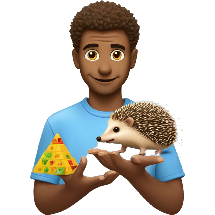 Hedgehog with a children's toy pyramid in his hands emoji