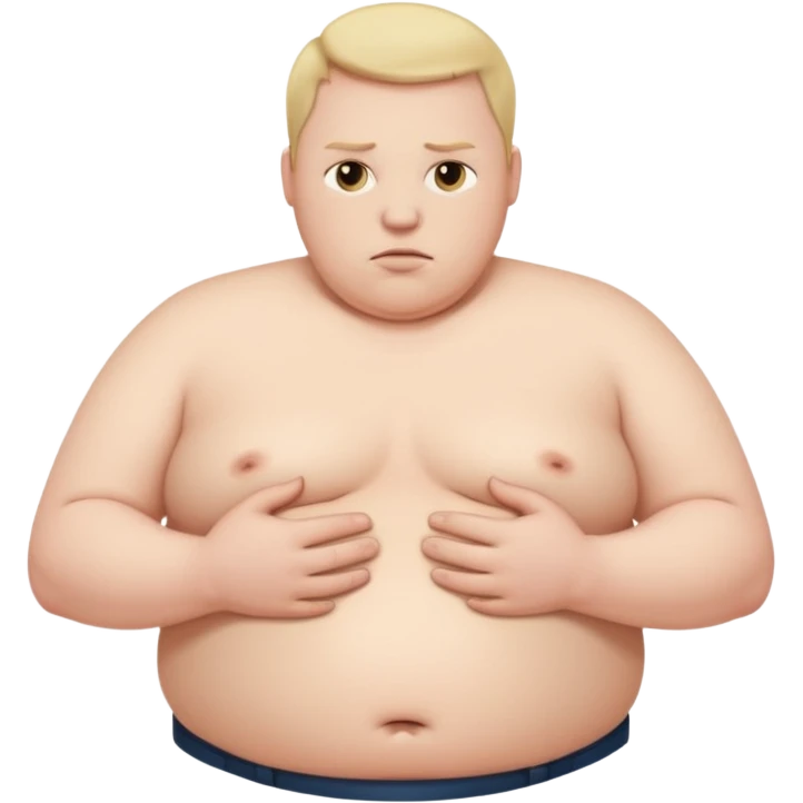 fat person tugging their shirt away from their fat belly emoji