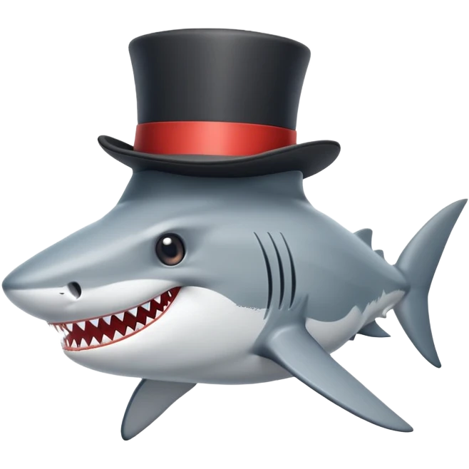 Shark with a top hat emoji