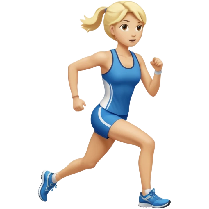 Blonde woman with running race number emoji