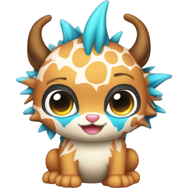 an edgy cute kawaii vernid-fionbri with splash patterns full body emoji