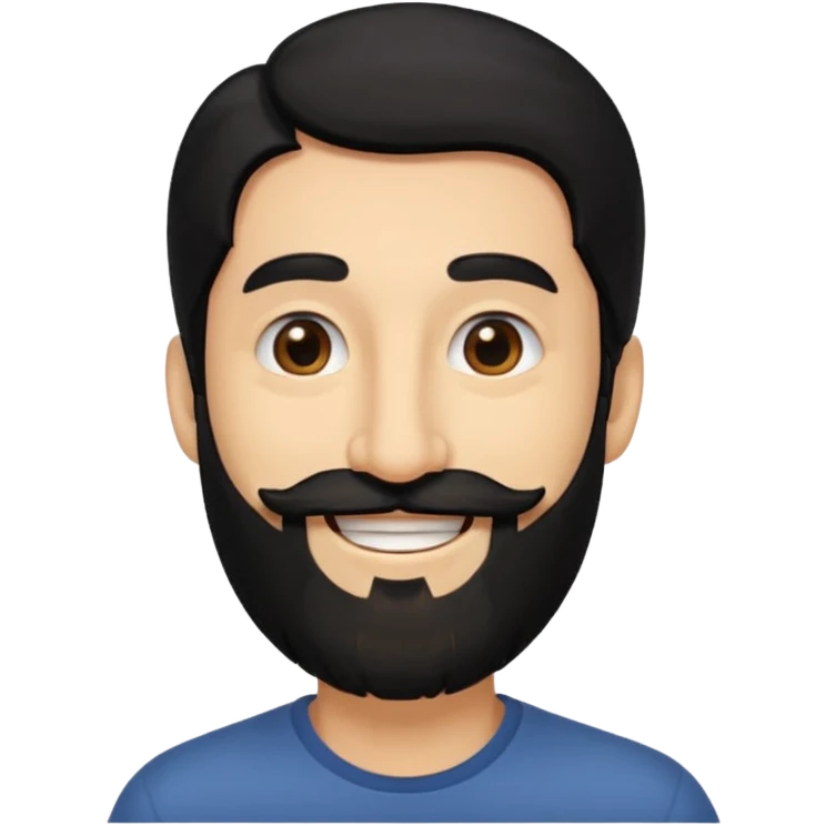 medium skin, long nose, black hair, long black beard, man emoji